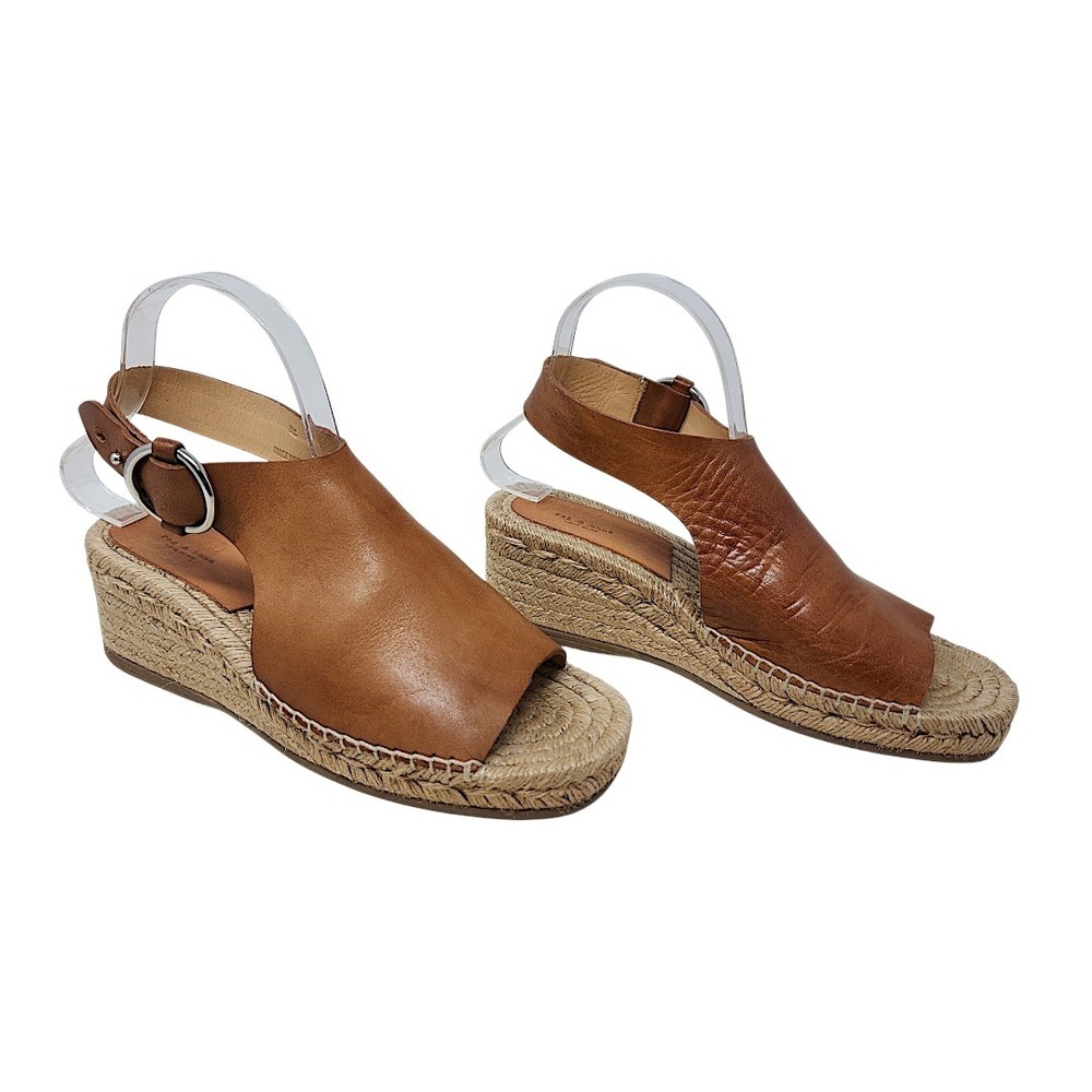 Rag & Bone Wedge Espadrille Sandals 38.5 8.5 Wom Calla Tan Leather Buckle Spain